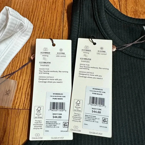 New bundle 2 women’s Calia Ribbed racer back tank top white & black size XS - Picture 12 of 14